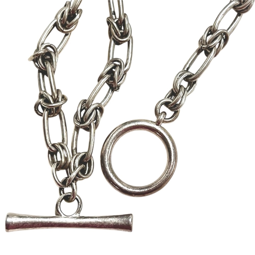 RARE Vintage Lucky Brand Dungarees Silver Chain Logo Bracelet 1990 - Picture 6 of 8